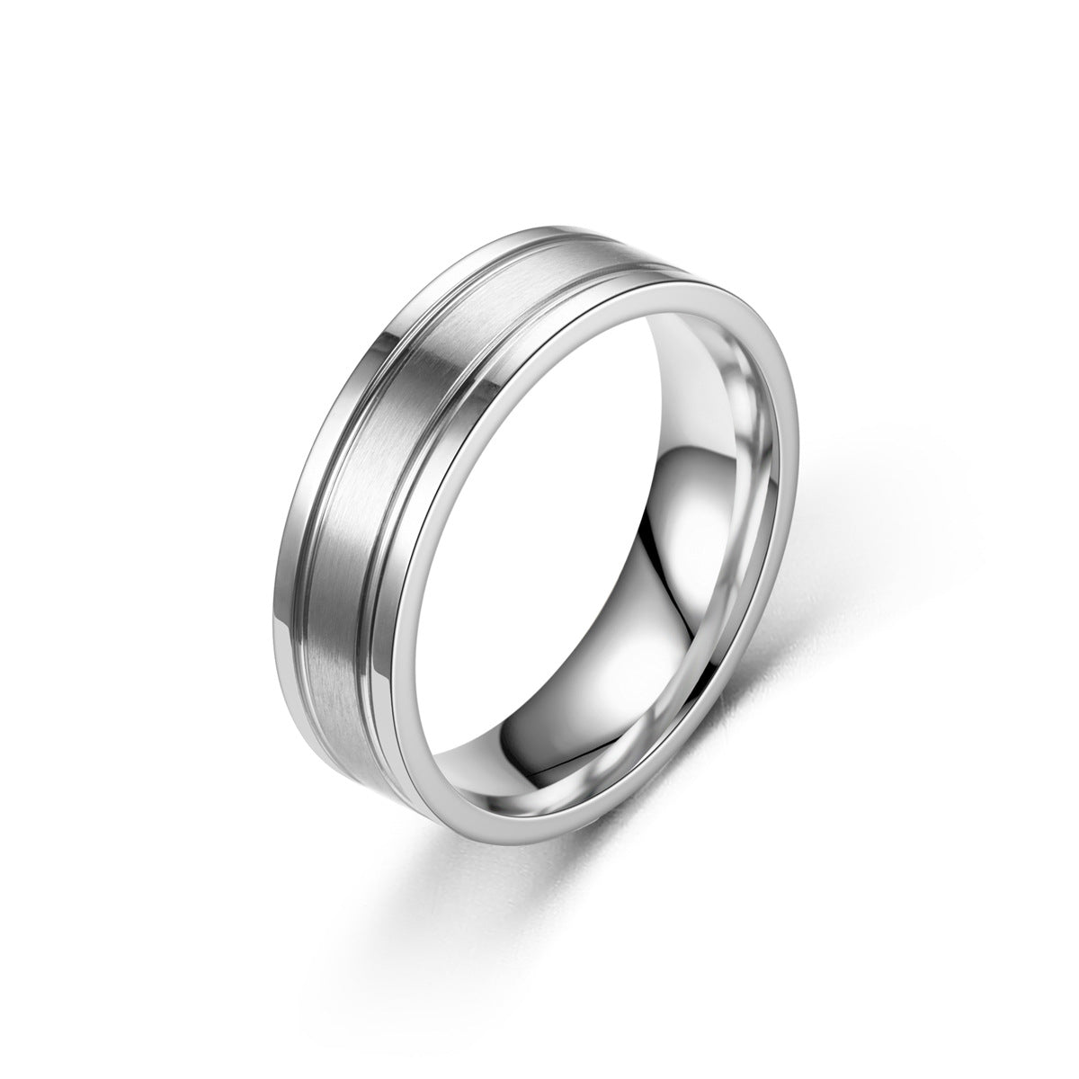 Women's & Men's Ornament Titanium Steel Simple Plain Couple Rings