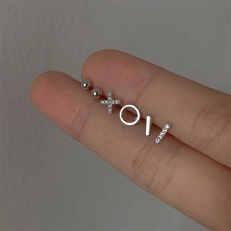 Geometric Metal Zircon Earings Set Female Earrings