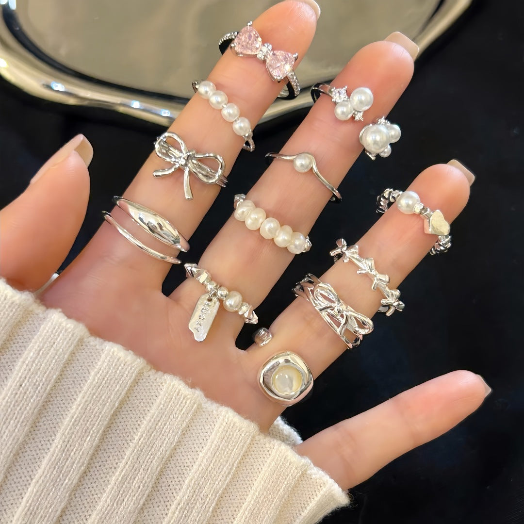 Women's Sterling Sier Pearl Style Special Interest Light Luxury Rings