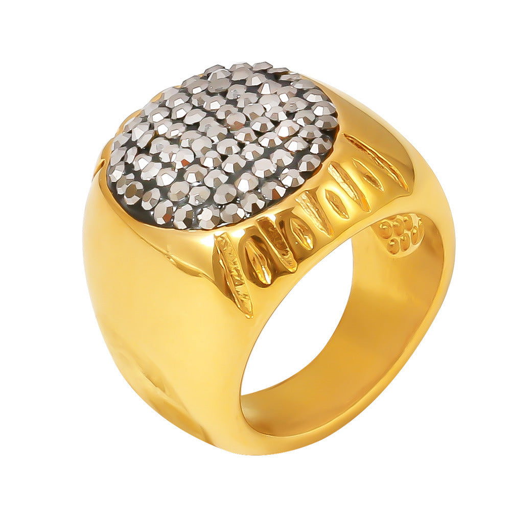 Women's & Men's Italian Palace Style Oval Rhinestone Starry Rings