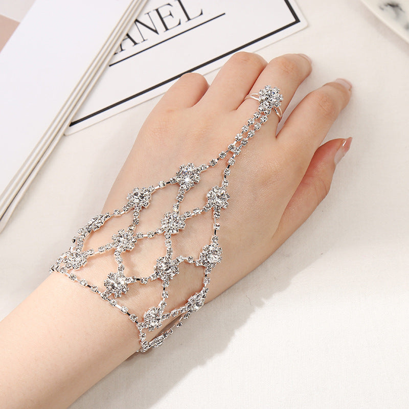 Women's Korean Style Leaves Finger Chain Circle Butterfly Rhinestone Toe Rings