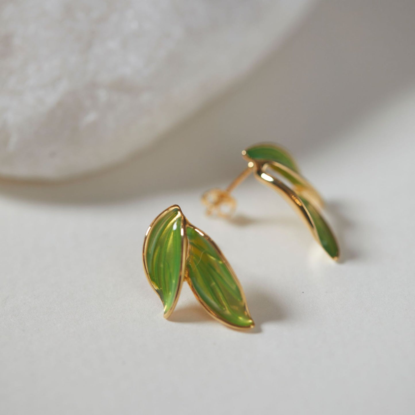 Fresh Mori Style Green Dripping Oil Ear Earrings
