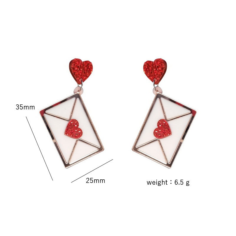 Love Letter With Heart Envelope Cupid Boots Earrings