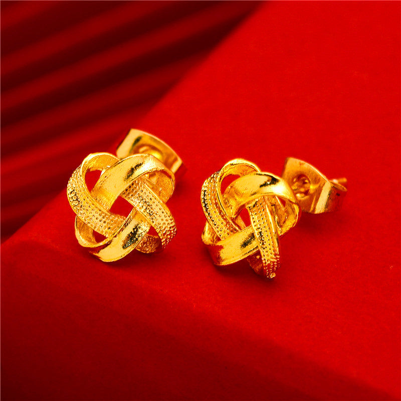 Women's Gold Small Ear Bar Simulation European Coin Earrings