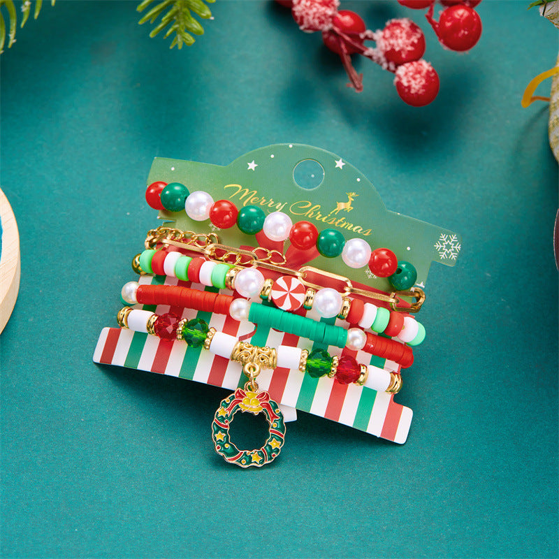 Suit Tree Snowflake Set Polymer Clay Bracelets