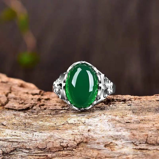 Women's Chalcedony Copper White Gold Plated Open Crown Rings