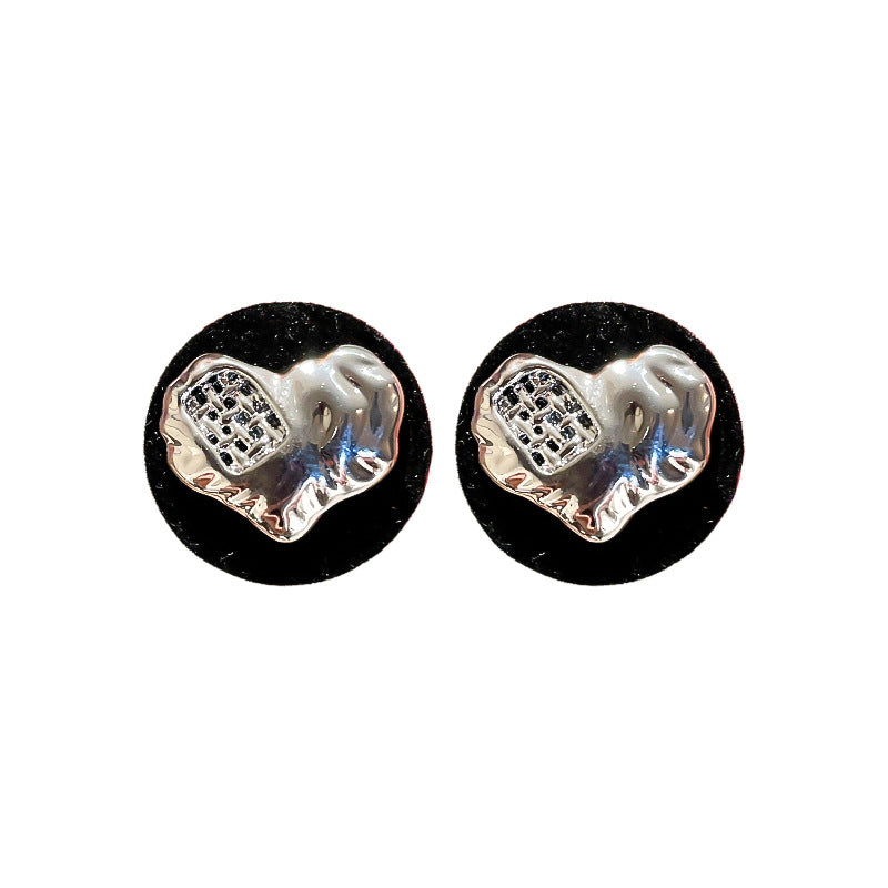 Flocking Round Love Heart Sweet Cool Earrings