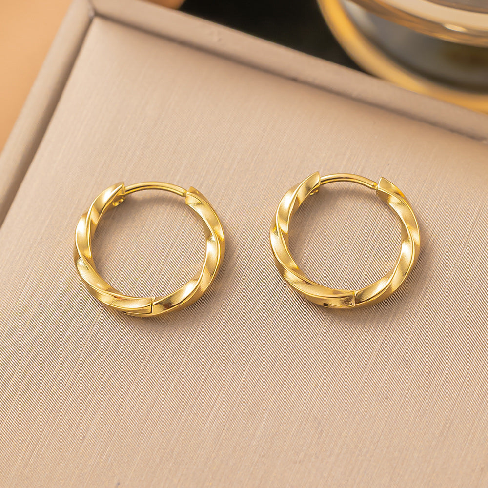Women's Steel Round High-grade Mild Luxury Retro Stainless Earrings