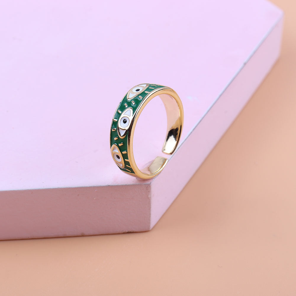 Fashion Gold Colorful Oil Devil's Eye Rings