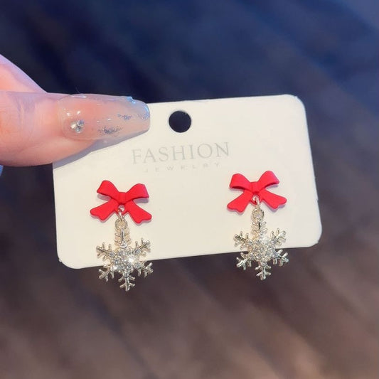 Women's Black Snowflake Bowknot For Light Luxury Earrings