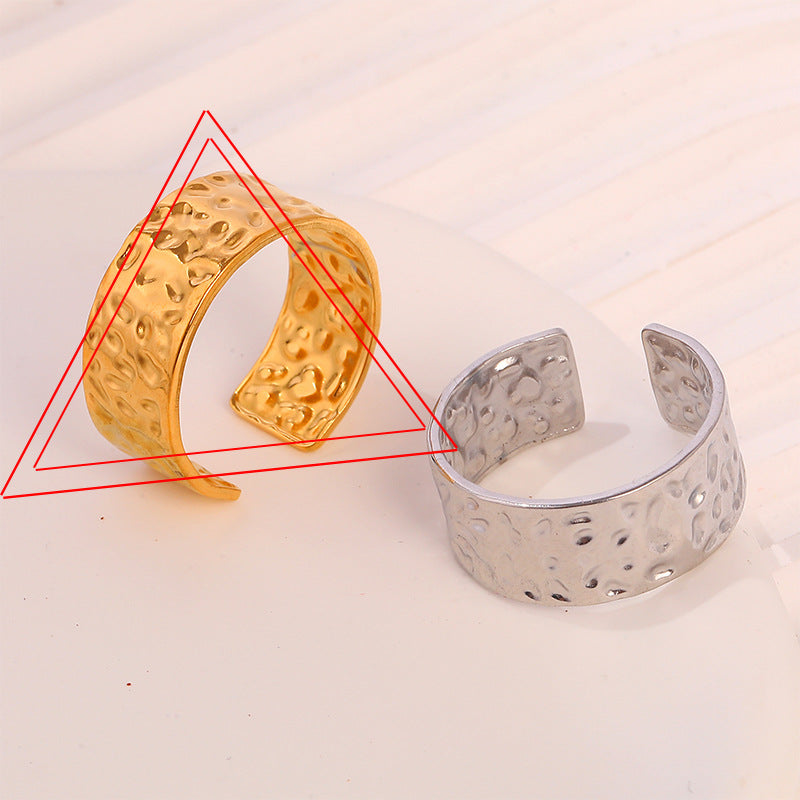 Steel Gold-plated Love Heart Flowers Glossy Rings