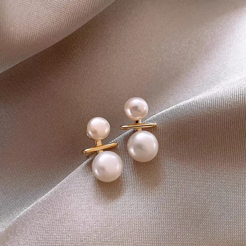 Needle Zircon Flower Pearl Tassel Retro Earrings