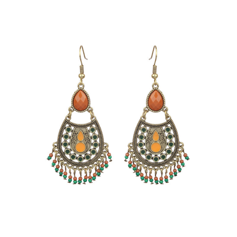 Women's Suit Dripping Geometric Bead Leaves Flower Earrings