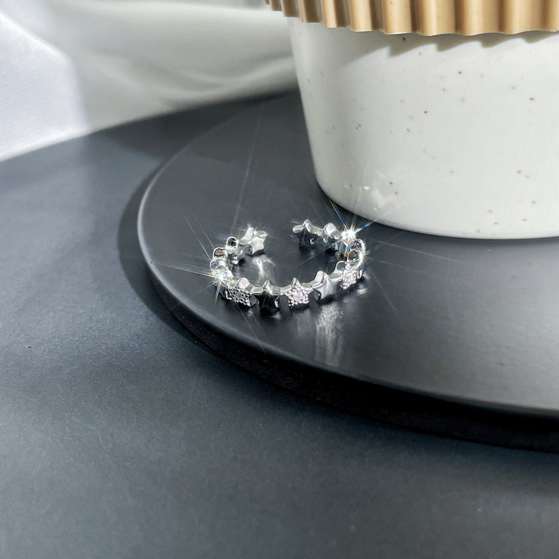 Exquisite Small Simple Inlaid Open-end Zircon Female Rings
