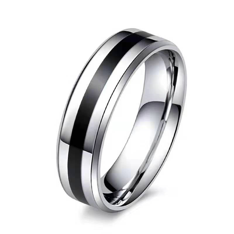Personality Brushed Drop Black Oil Titanium Steel Rings