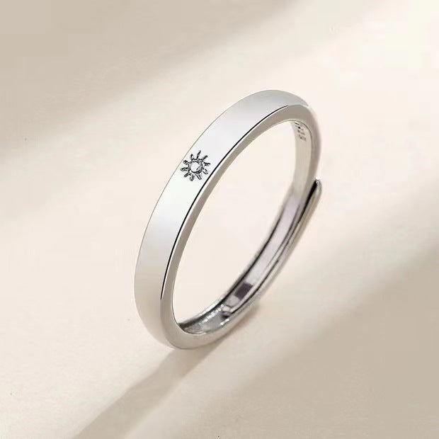 Valentine's Day Simple Sun Moon Lovers Adjustable Opening Vintage Rings