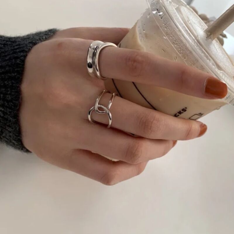 Women's Style Retro Two-piece Cold High-grade Open Rings