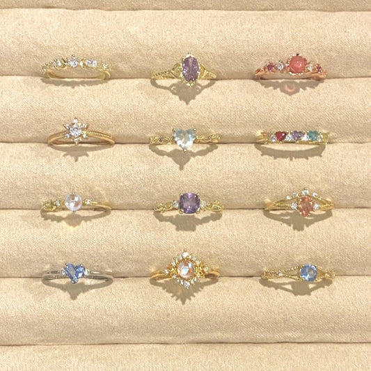 Sier Niche Gentle Natural Colored Gems Female Rings