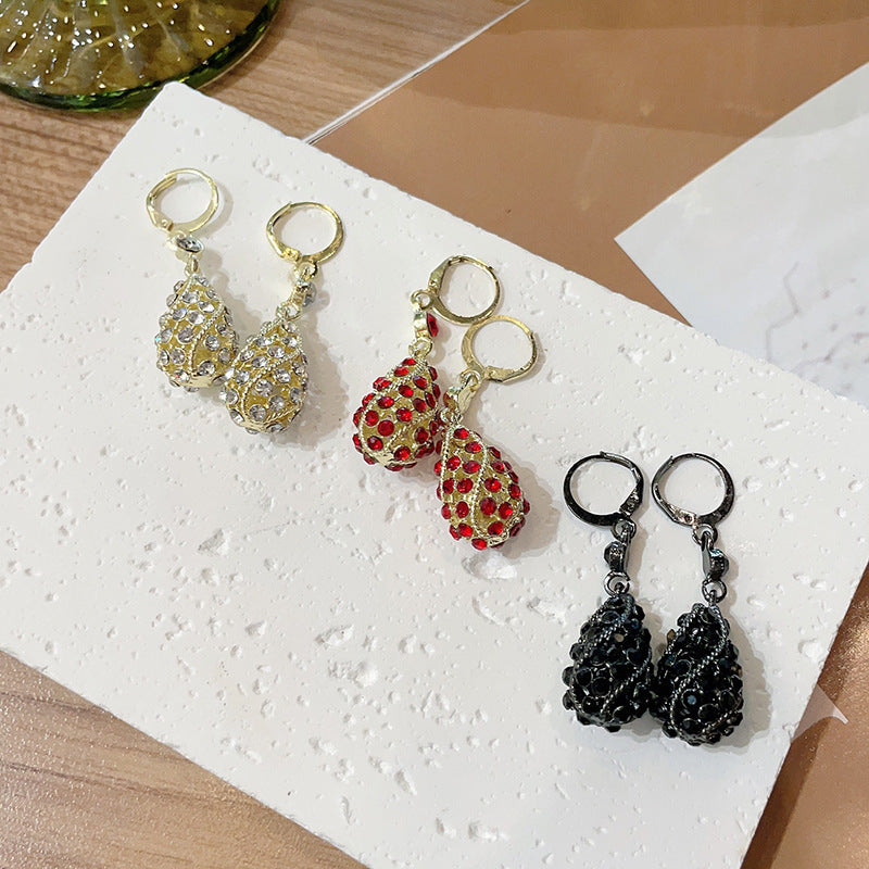 Women's Elegant Heart Diamond Water Drop Long Earrings