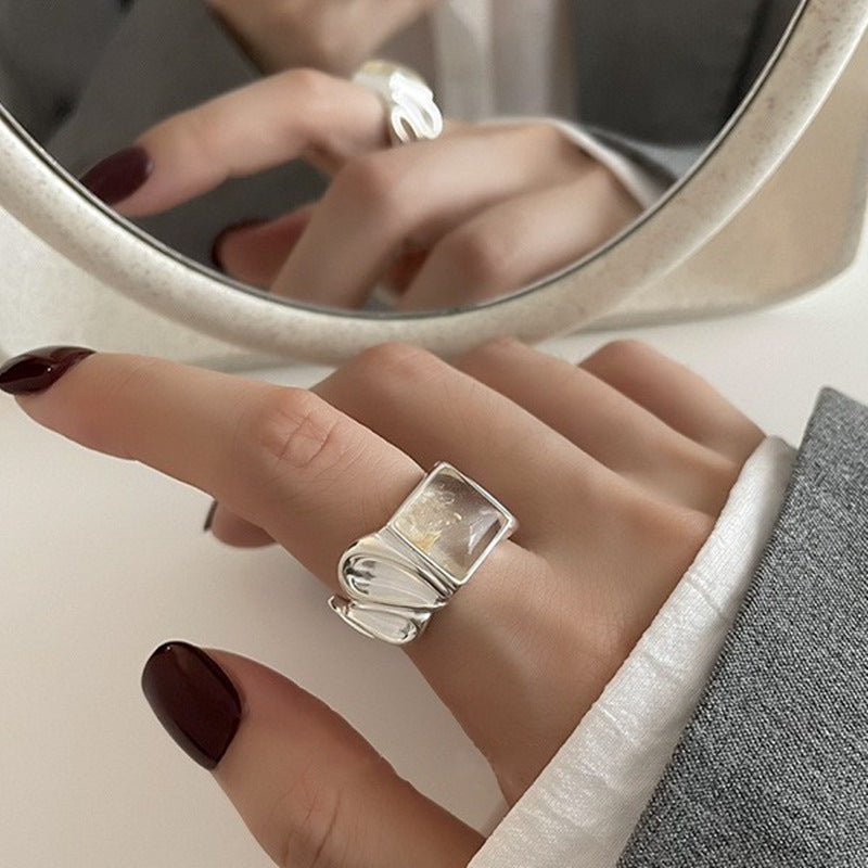 Women's Sugar Retro Fashion Geometry Pattern V-shaped Open Hip Hop Rings