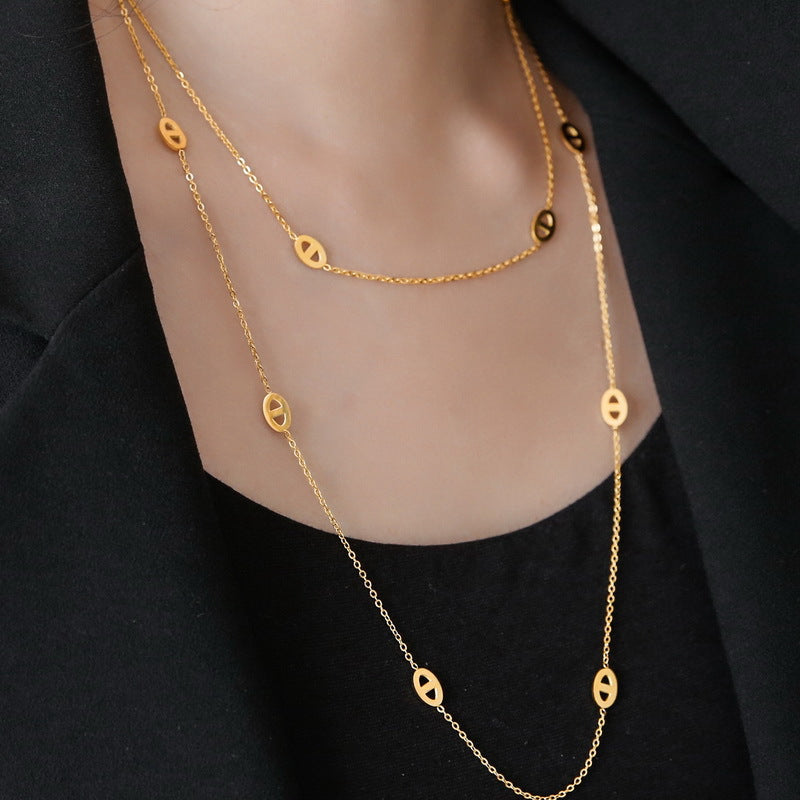 Gold Plated Special Interest Light Luxury Pig Necklaces
