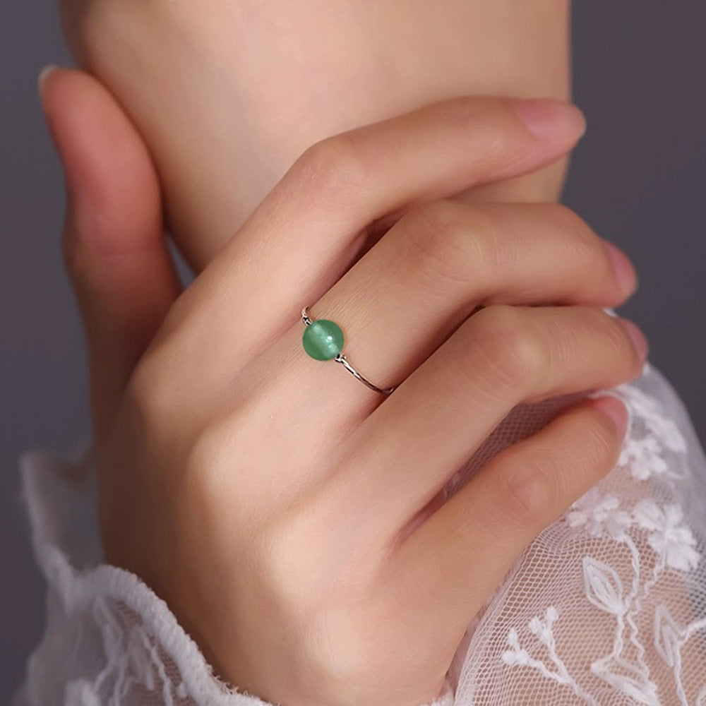 Jade Cube Sugar Female Retro Temperament Color Rings
