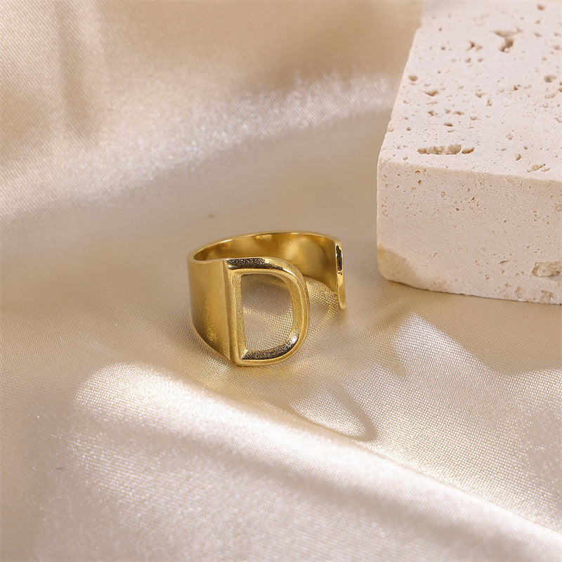 Letters Female Style Fashion Knuckle Personality Vintage Stainless Rings