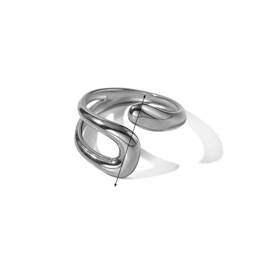 Retro Style Stainless Steel Hollow Irregular Rings
