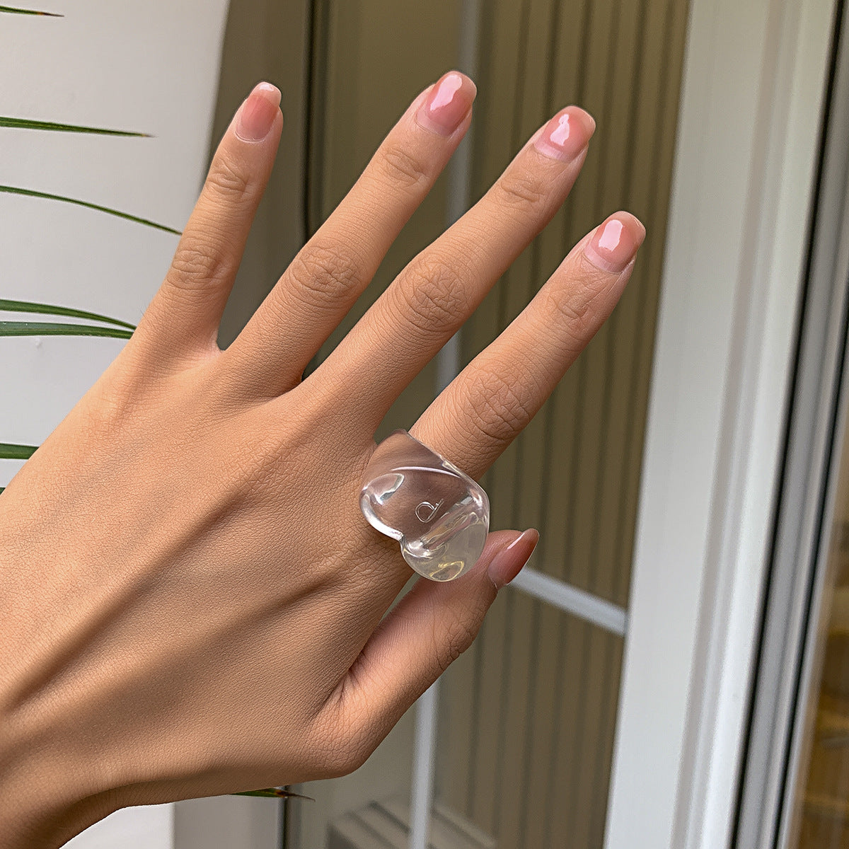 Women's Fashion Minimalist Candy Color Heart Shaped Vacation Style Rings