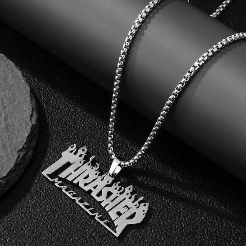 Women's & Men's Dog Tag Titanium Steel Trendy Cool Necklaces