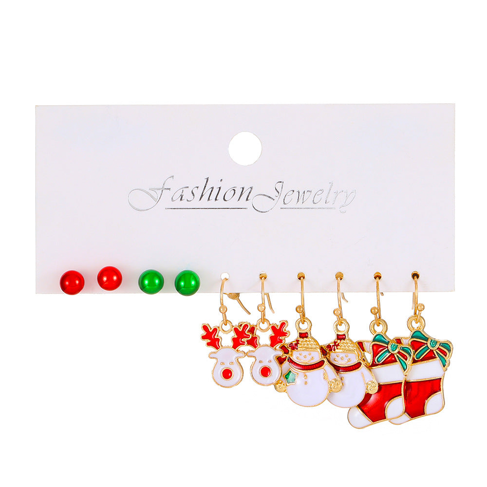 Women's Suit Cartoon Dripping Elk Santa Claus Earrings