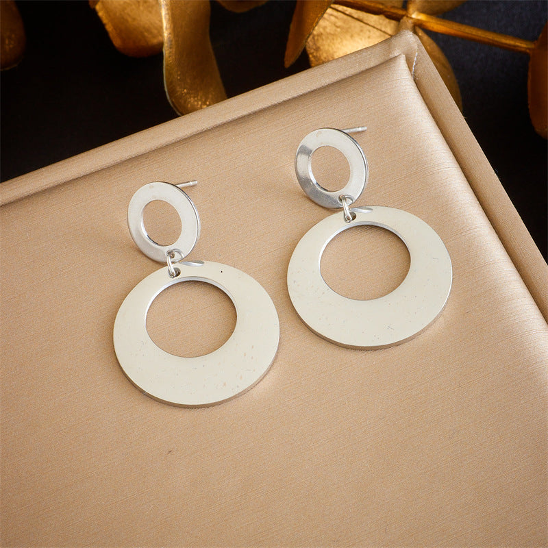 Fashion Simple Punk Glossy Gold-plated Titanium Earrings