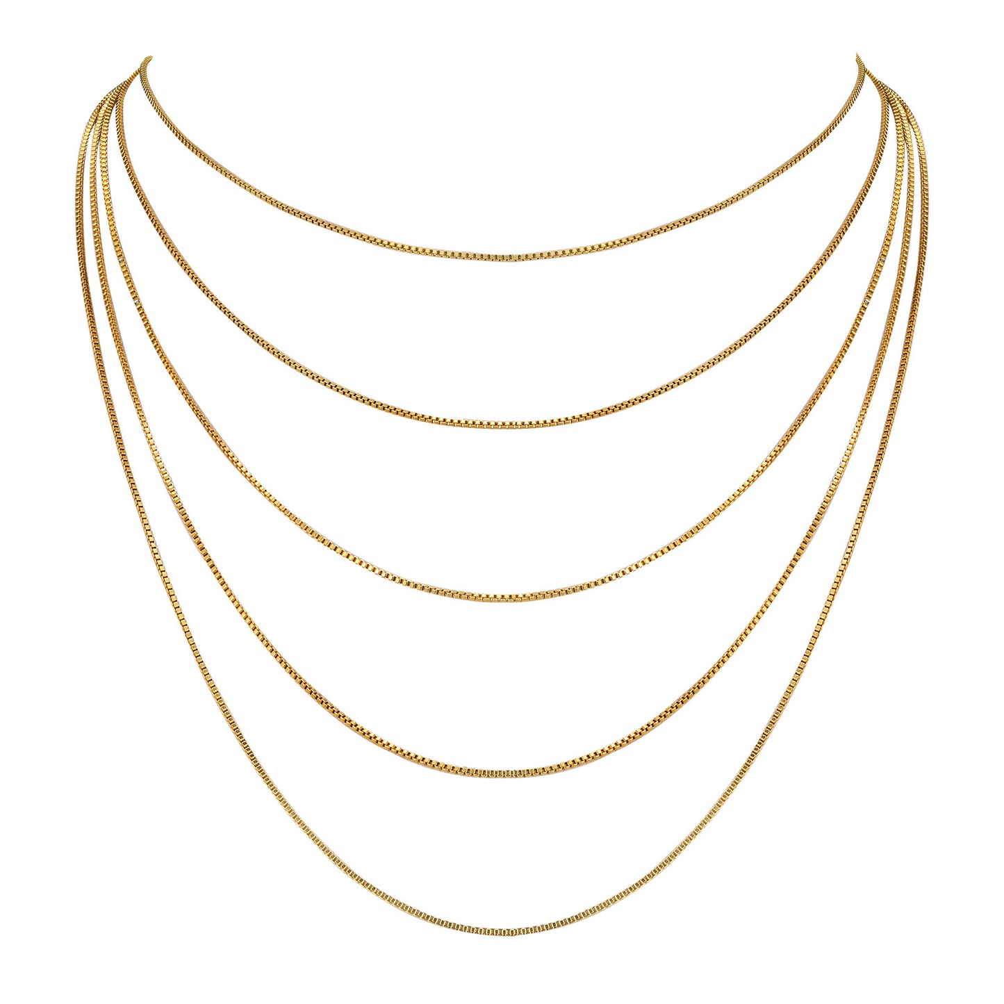 Women's Fashionable Stainless Steel Snake Chain Box Necklaces