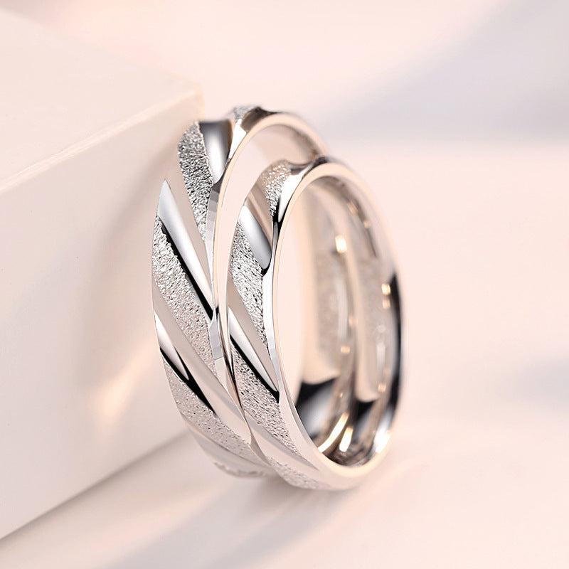 Women's & Men's Couple Fashion Simple Bevel Cut Open Rings