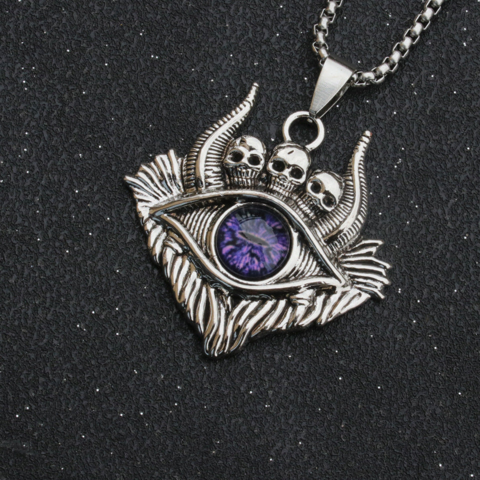 Men's Ornament Personality Retro Punk Spaceship Blue Eyes Necklaces