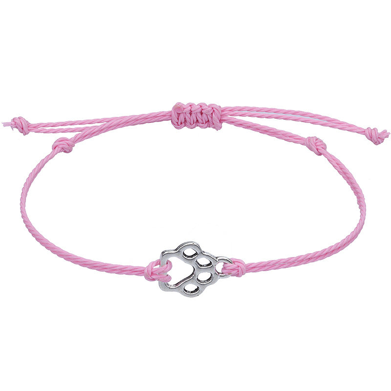 Women's Cat Dog Paw Prints Wax Line Bracelets