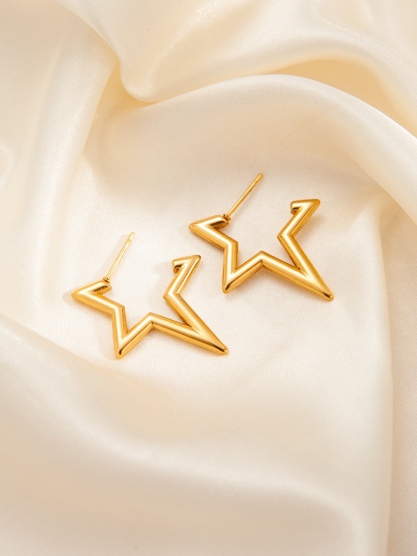 Stainless Steel Ginkgo Leaf Petals Golden Earrings