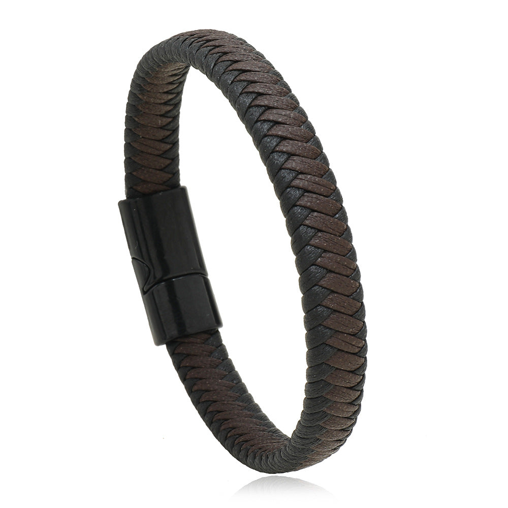 Men's Leather Hand-woven Simple Casual Magnetic Snap Bracelets