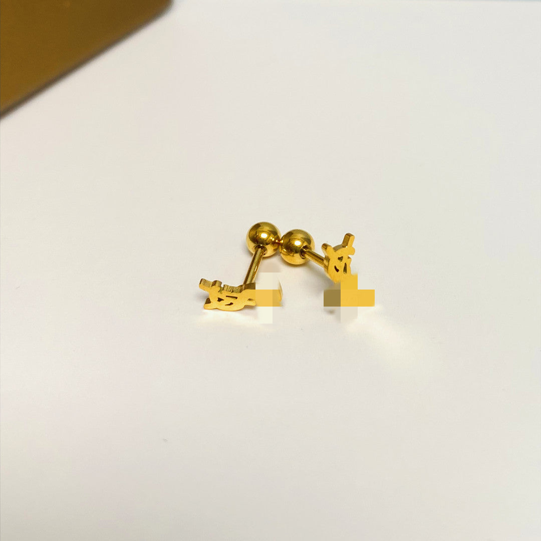 Women's Simple Small Golden Ear Bone Titanium Rings
