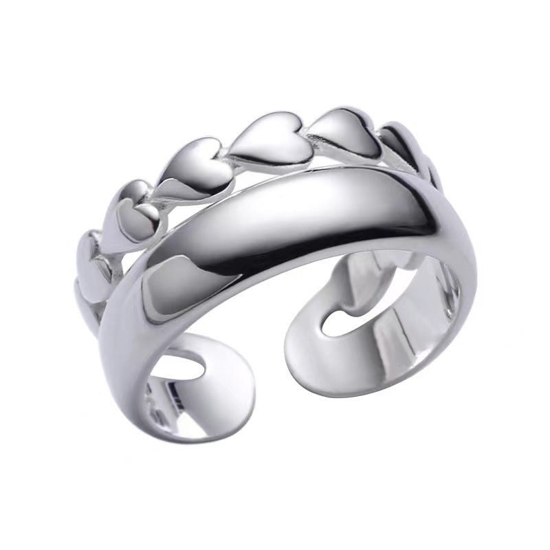 Sterling Sier Glossy Geometric Simple Opening Rings