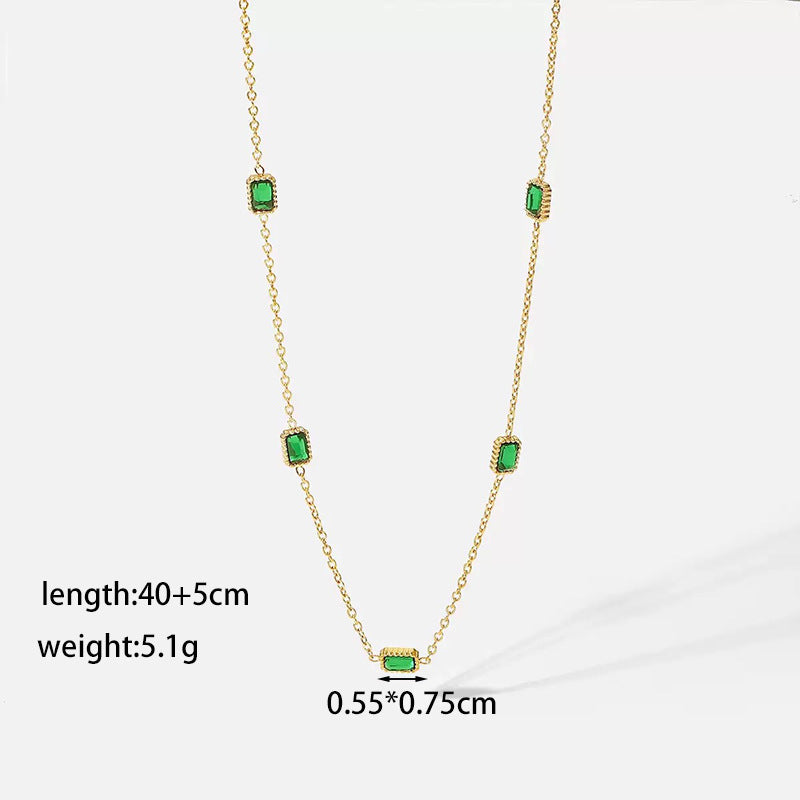 Women's Simple Small Waist Titanium Steel For Emerald Cold Style Necklaces