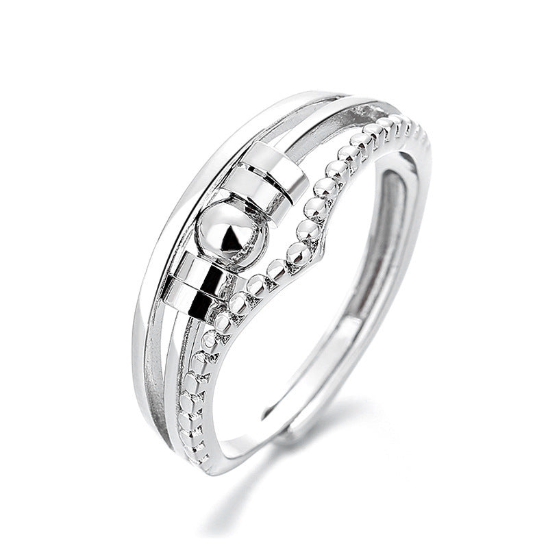 Women's Distressed Thai Sier Anxiety Three-ring Smart Index Rings