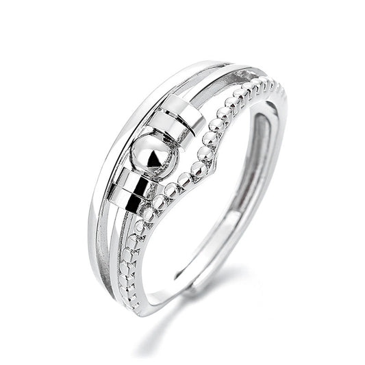 Women's Distressed Thai Sier Anxiety Three-ring Smart Index Rings