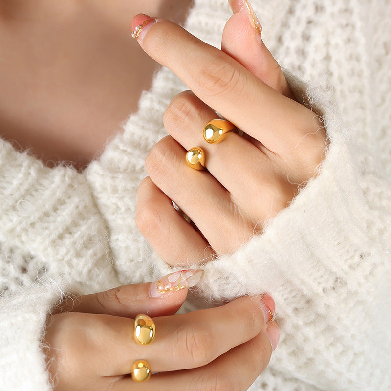 Women's Fashion Titanium Steel Gold Plated Color Retaining Ornament Rings