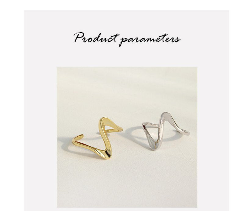 Korean Style Glossy Curve Wave Pattern Rings
