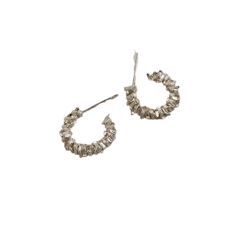 Women's Sier Small Pieces Of Shaped Niche Earrings