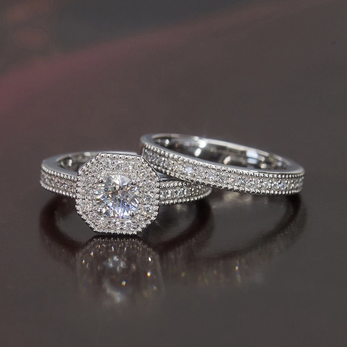 Women's Couple Princess Round Set Fashion Luxury Rings