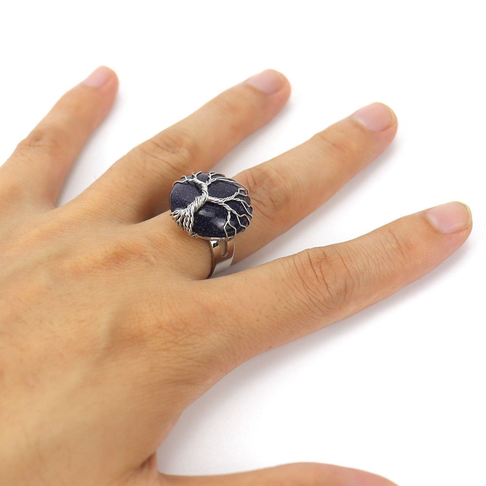Handmade Winding Round Amethyst Lucky Tree Rings