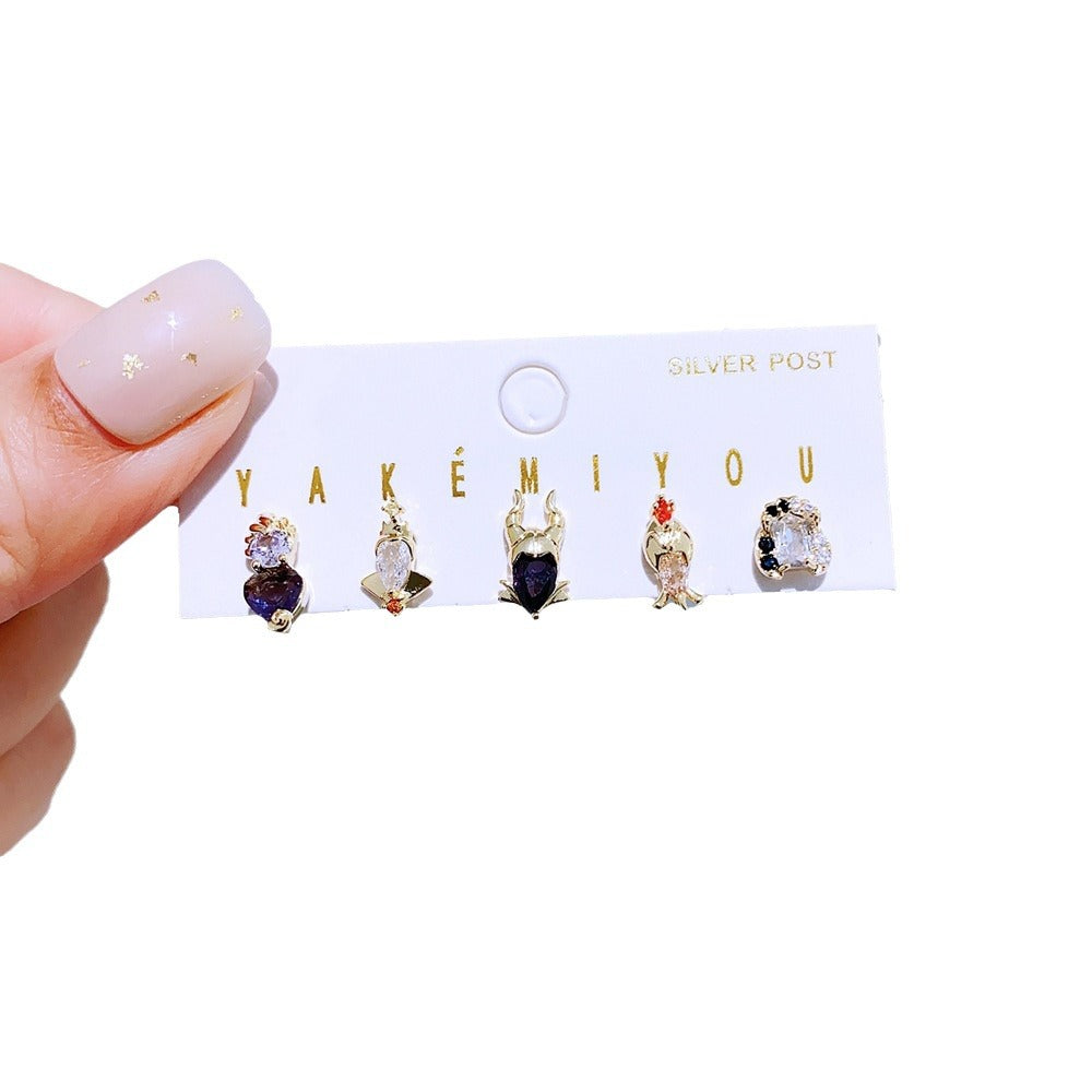 Zircon Set Fairy Tale Movie Villain Earrings
