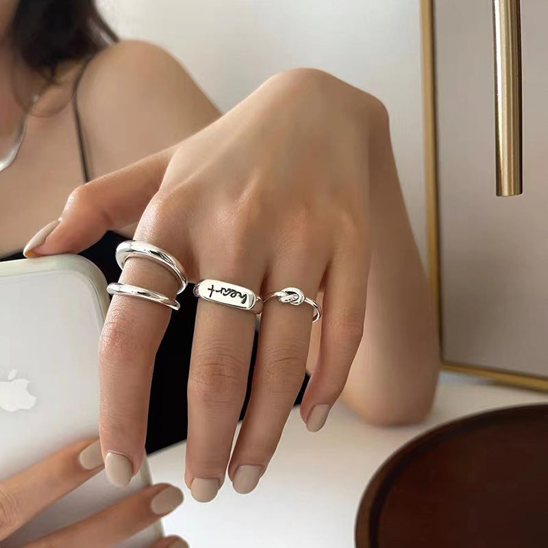 Retro Fashion Elegance Personality Sier Opening Rings